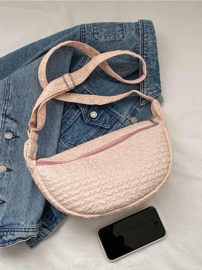 Single Shoulder Bag Fashion Leisure Bag Crossbody Bag Women's Bag Solid Pleated Underarm Bag