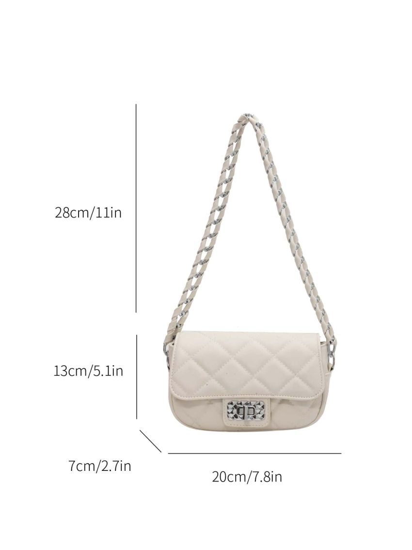 Mini Flap Square Bag Quilted Pattern Turn Lock