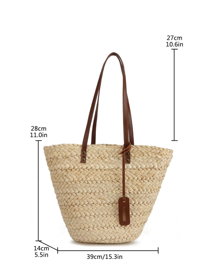 Minimalist Straw Bag Medium For Beach
