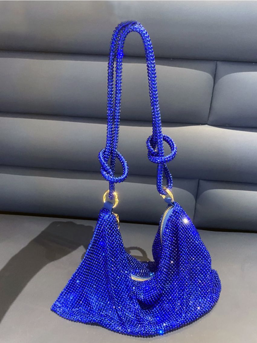 Rhinestone Decor Hobo Bag Glamorous For Party