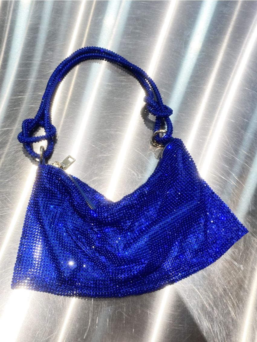 Rhinestone Decor Hobo Bag Glamorous For Party