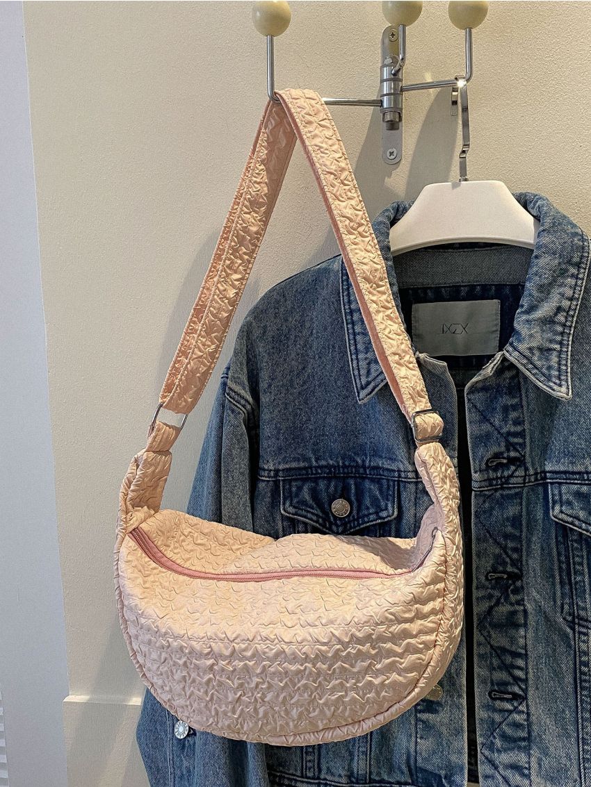 Single Shoulder Bag Fashion Leisure Bag Crossbody Bag Women's Bag Solid Pleated Underarm Bag