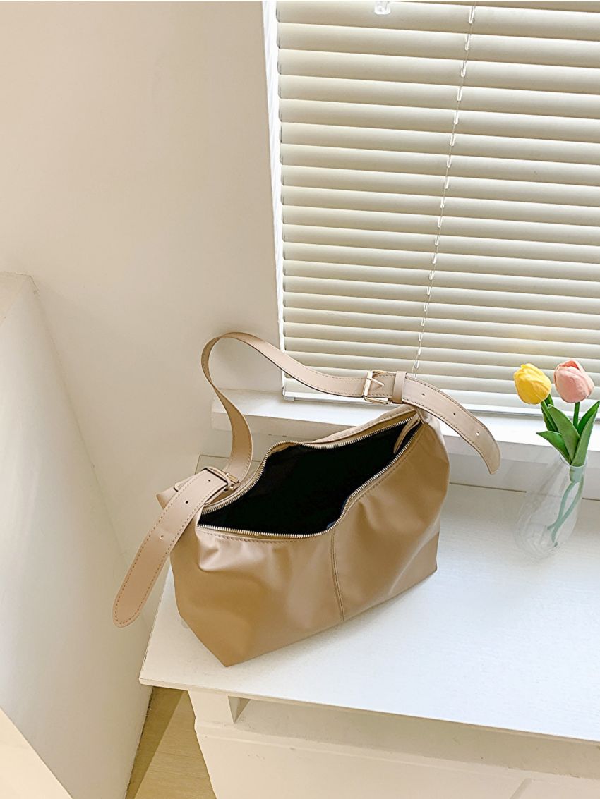 New Pure Color Casual Simple Crescent Bag Shoulder Bag
