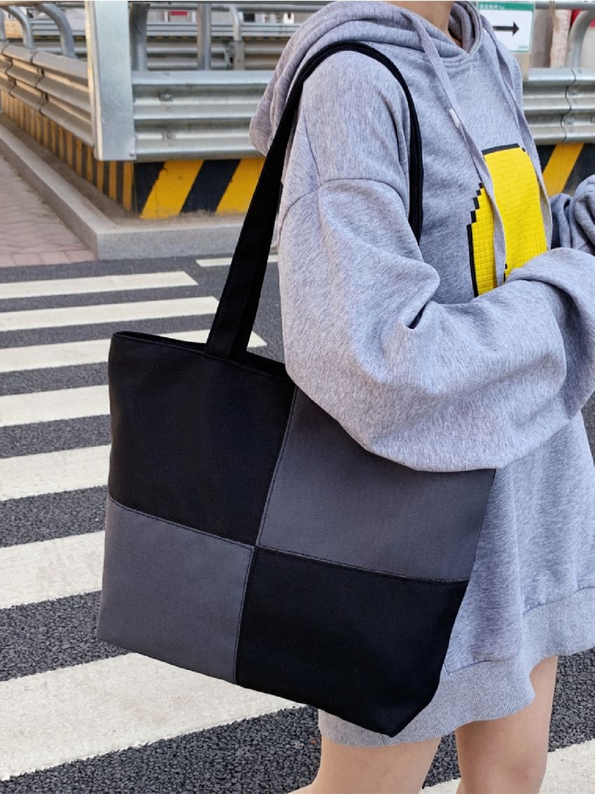 Colorblock Shopper Bag Medium For Shopping Canvas