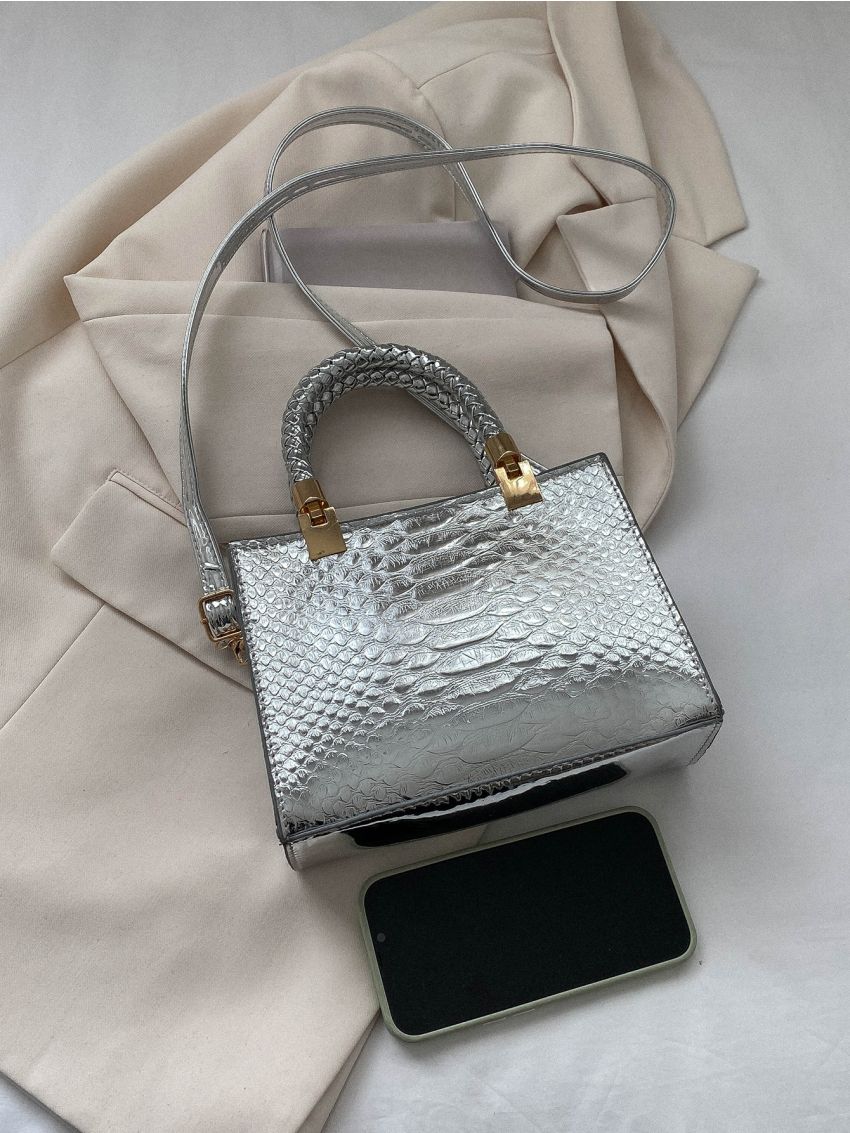 Mini Snakeskin Embossed PU Metallic Funky