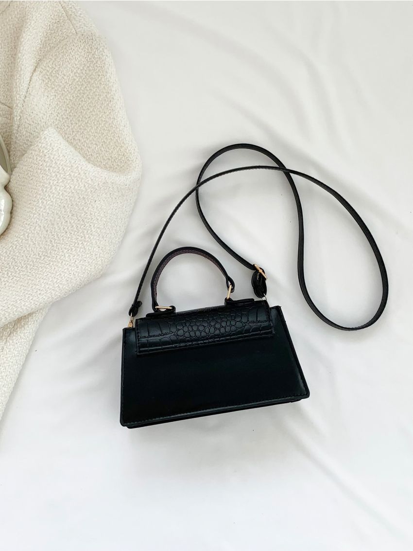 Mini Square Bag Crocodile Embossed PU Elegant For Daily Life
