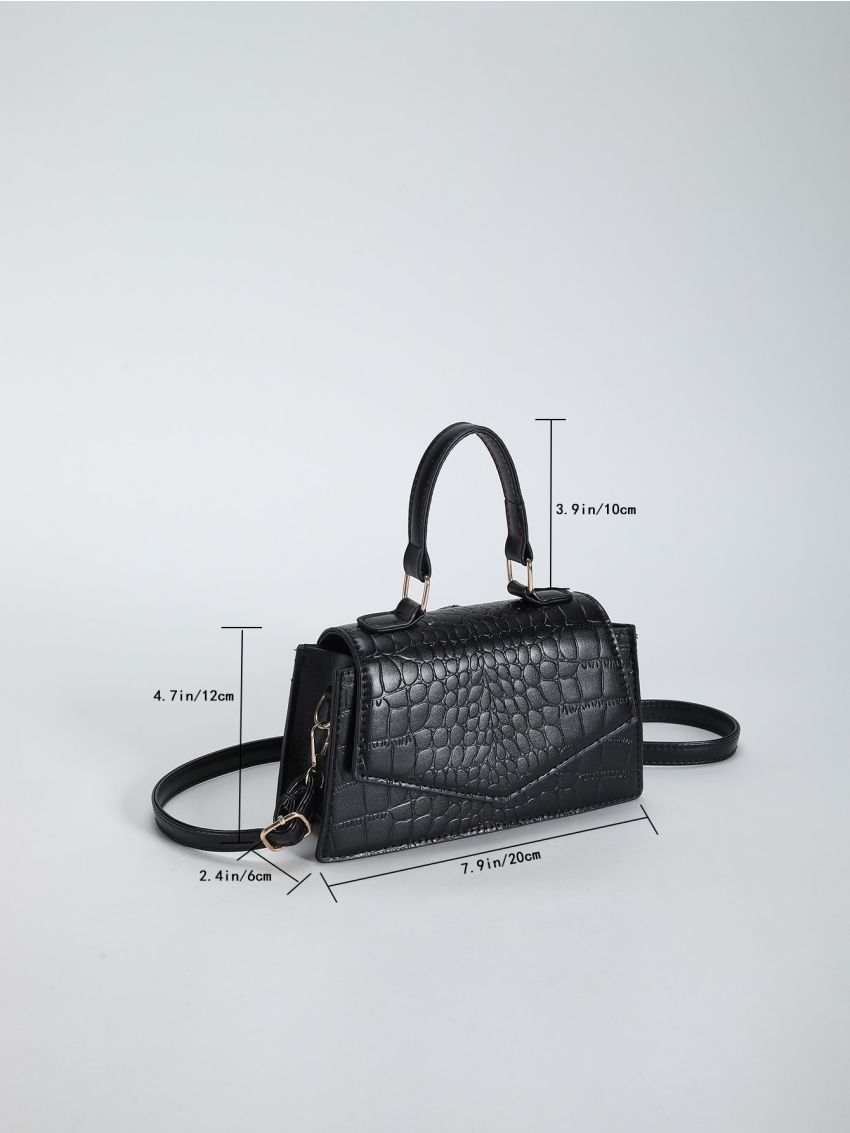 Mini Square Bag Crocodile Embossed PU Elegant For Daily Life