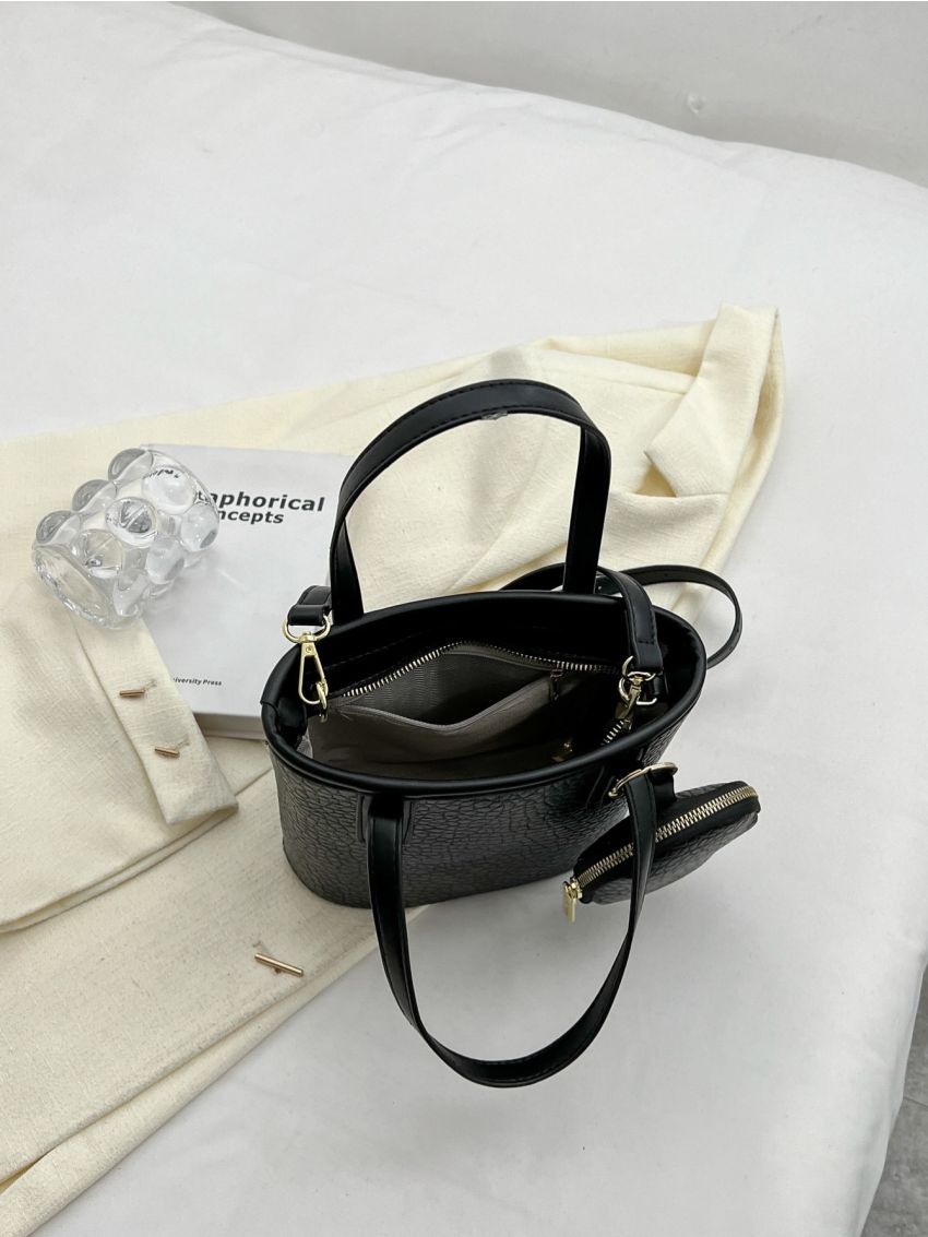 Minimalist Square Bag Small With Coin Purse Black