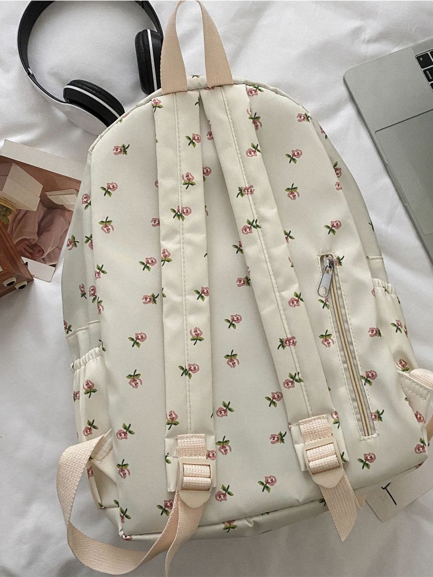 Floral Graphic Classic Backpack With Bag Charm