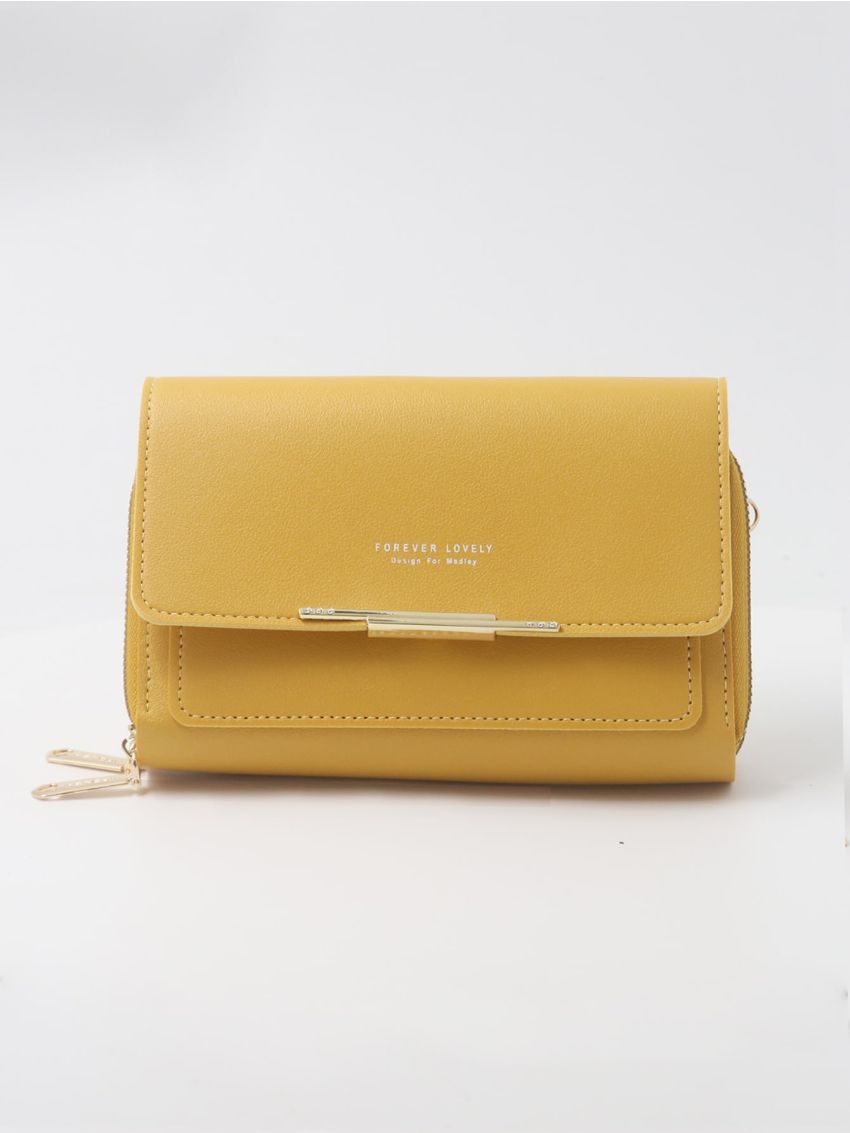 Mini Flap Square Bag Metal Decor Letter Graphic