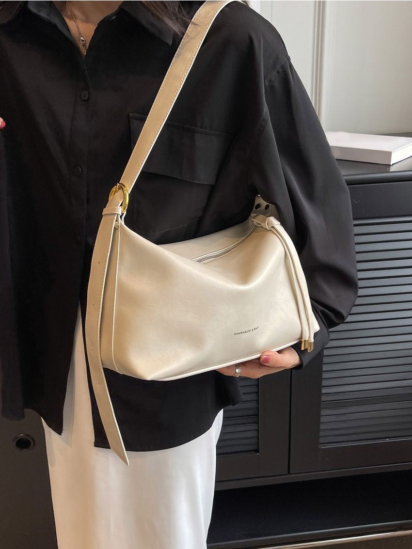 Medium Hobo Bag Letter Graphic PU, Mothers Day Gift For Mom