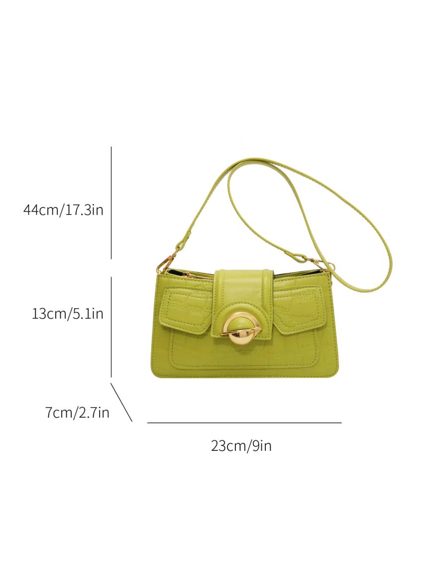 Crocodile Embossed Square Bag With Adjustable Strap