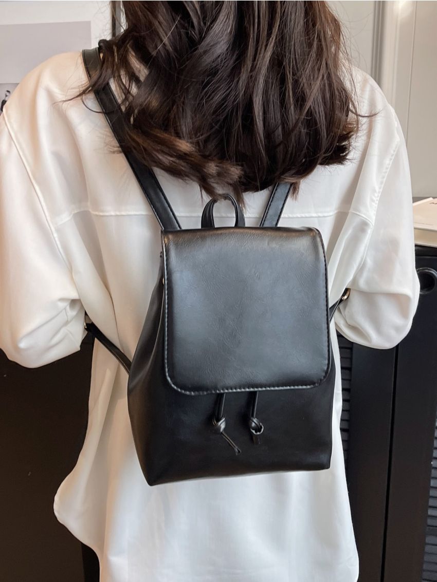 Mini Flap Backpack Minimalist Solid Color