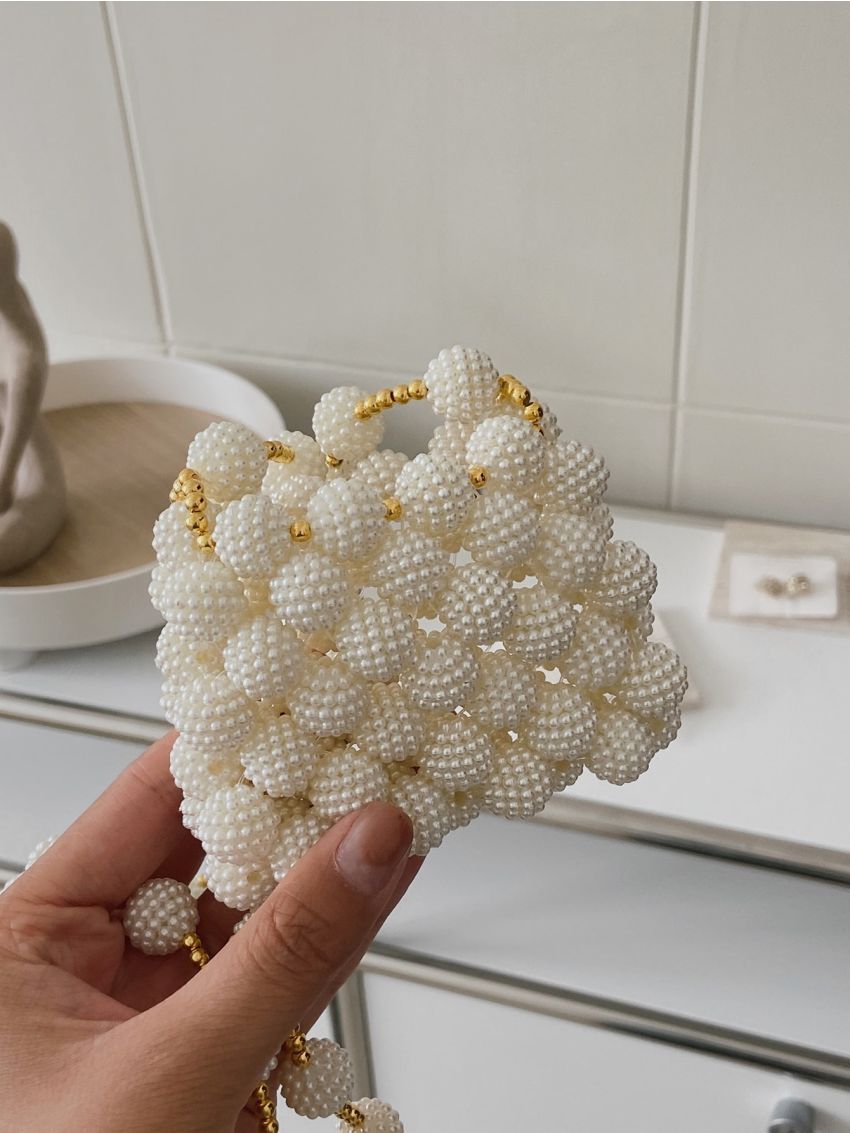 Mini Square Bag Beaded & Faux Pearl Design