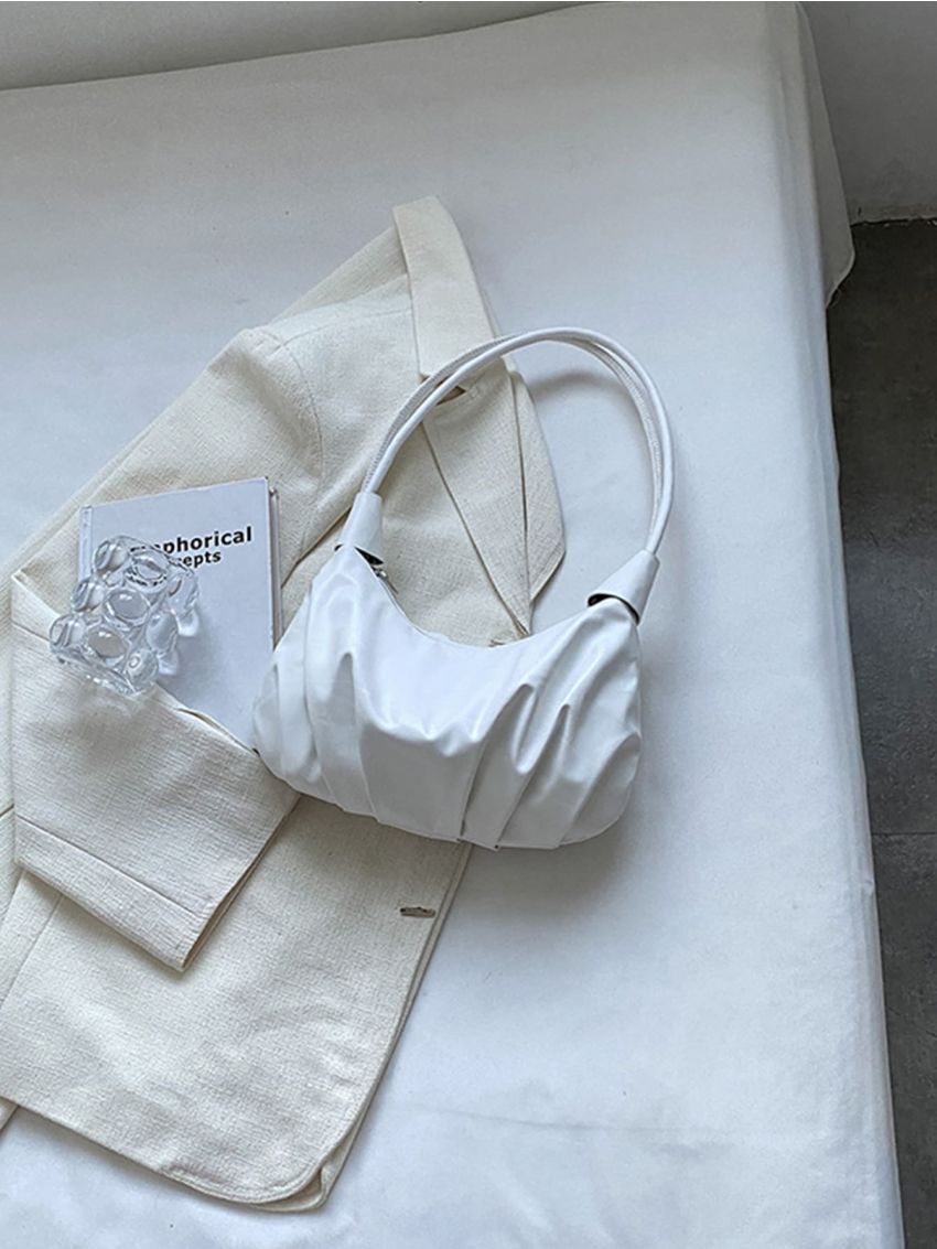 Medium Ruched Bag Minimalist Solid Color For Women