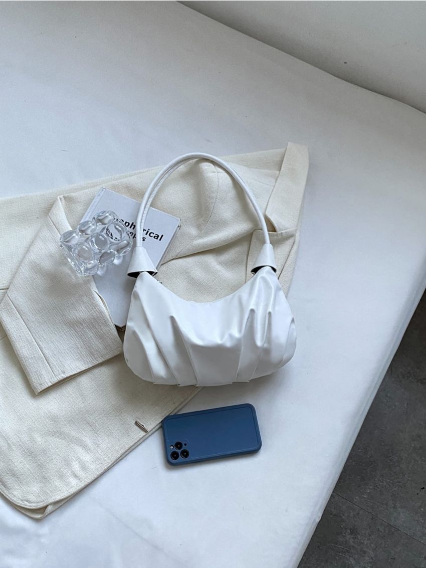 Medium Ruched Bag Minimalist Solid Color For Women