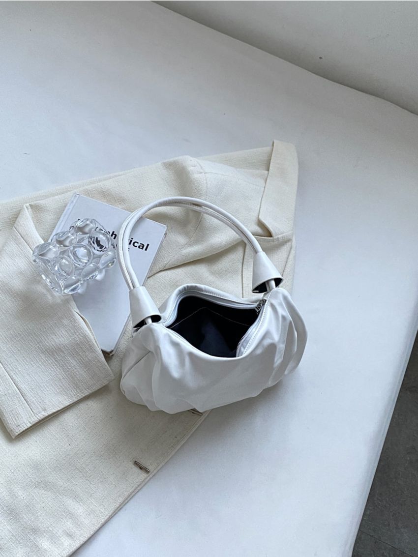 Medium Ruched Bag Minimalist Solid Color For Women