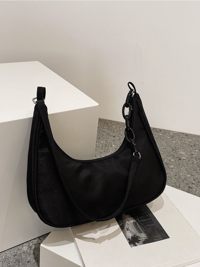 Medium Hobo Bag Minimalist Solid Color For Daily Outing