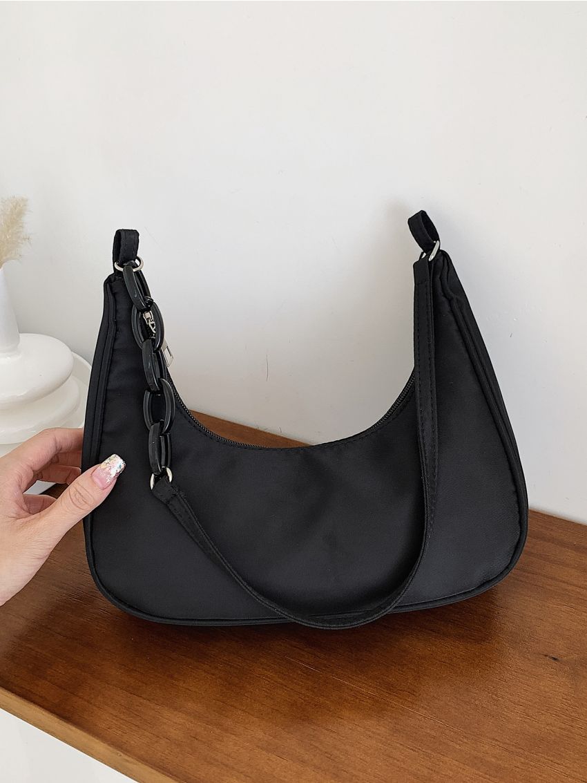 Medium Hobo Bag Minimalist Solid Color For Daily Outing