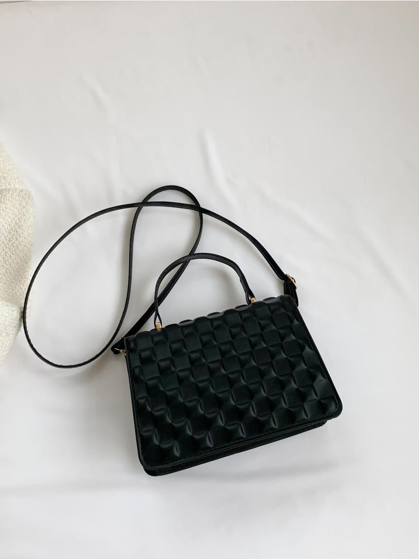 Metal Decor Square Bag Geometric Embossed