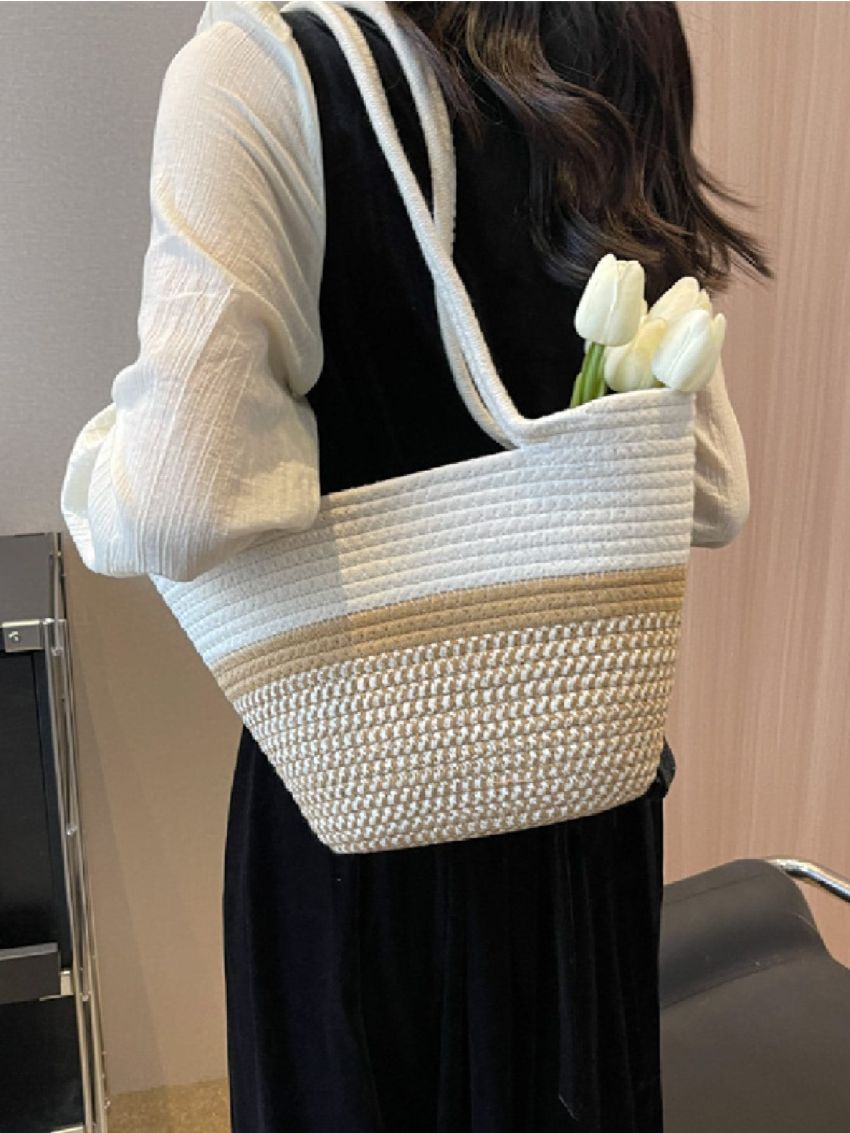 Colorblock Crochet Bag Medium For Beach Vacation Travel