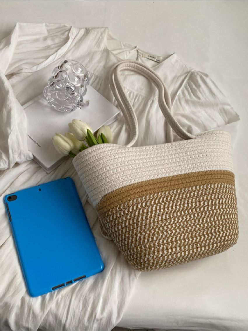 Colorblock Crochet Bag Medium For Beach Vacation Travel