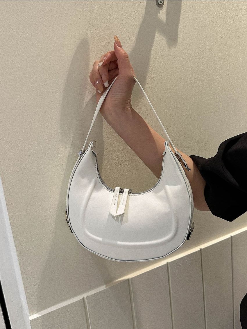Minimalist Hobo Bag Small White
