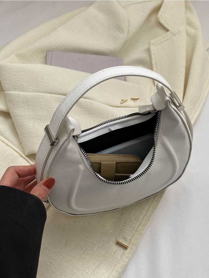 Minimalist Hobo Bag Small White