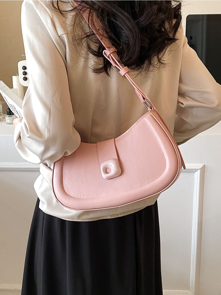 Medium Saddle Bag Baby Pink Fashionable Top Handle For Daily
