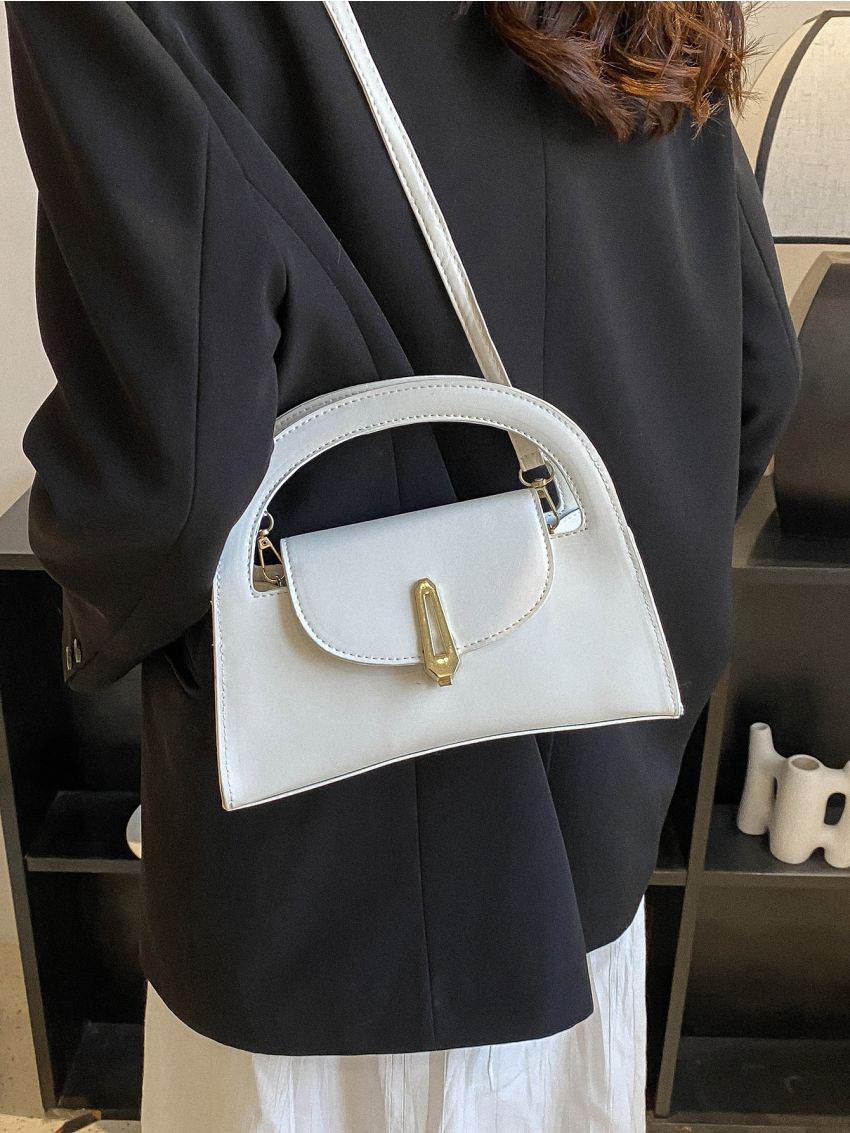 Medium Square Bag Metal Decor Double Handle For Work