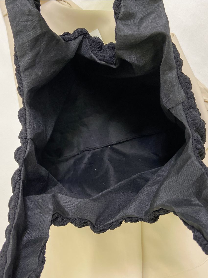 Medium Shoulder Tote Bag Black Ruched Detail Double Handle For Daily