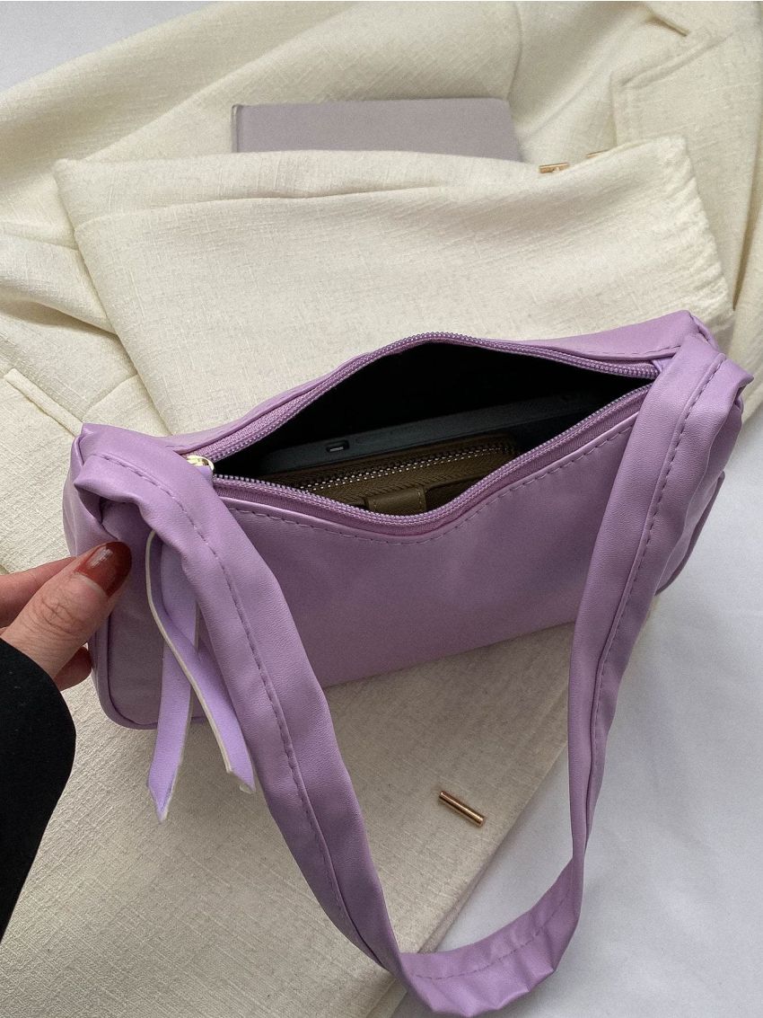 Small Hobo Bag Lilac Purple Minimalist Top Handle For Daily