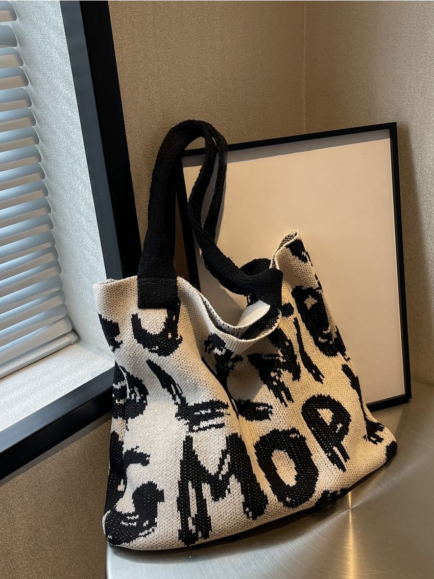 Letter Graphic Crochet Bag Vacation