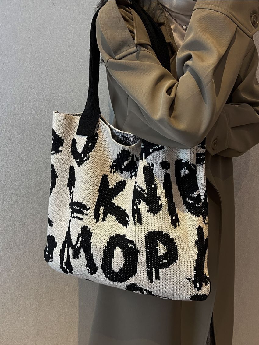 Letter Graphic Crochet Bag Vacation