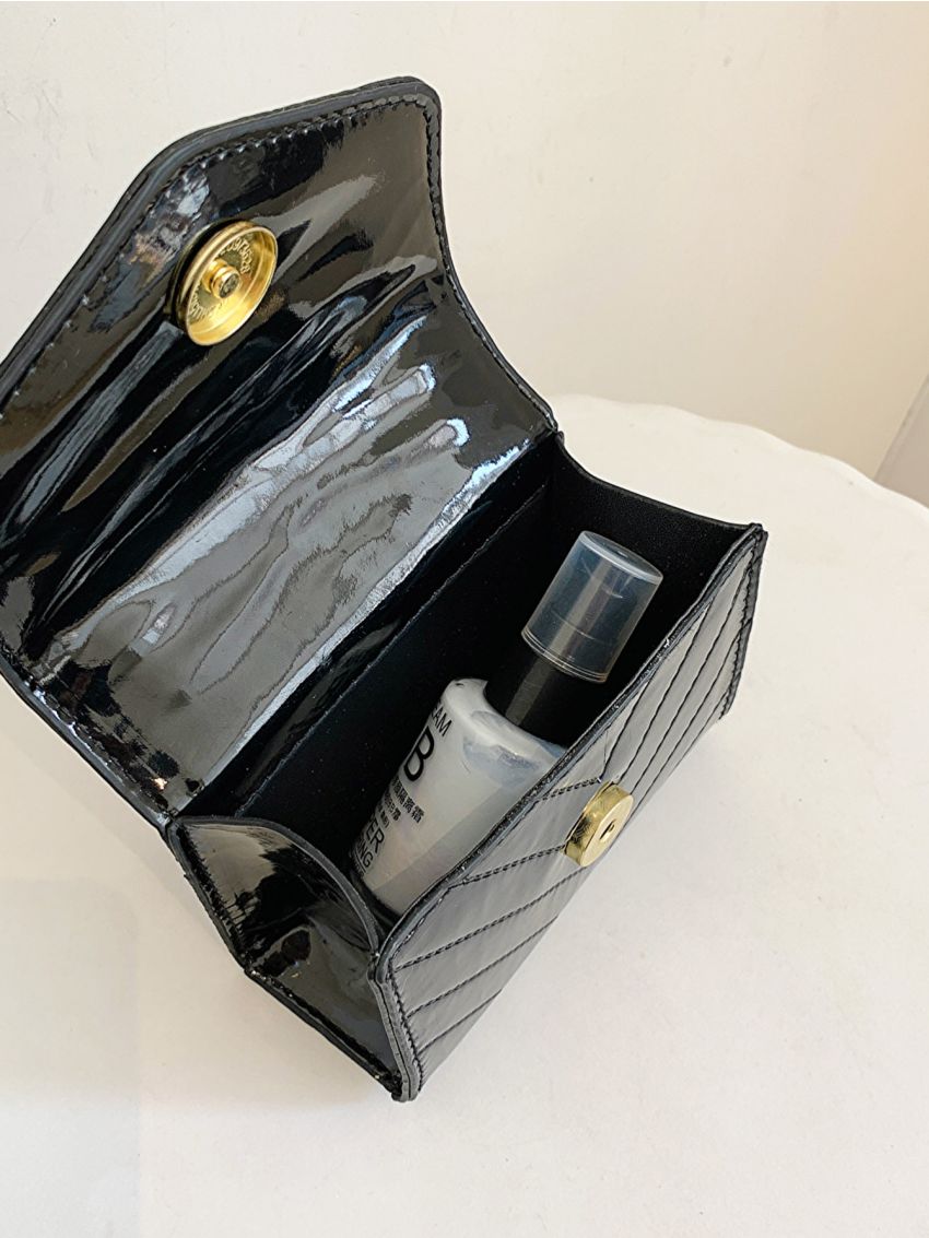 Mini Square Bag Chevron Chain PU