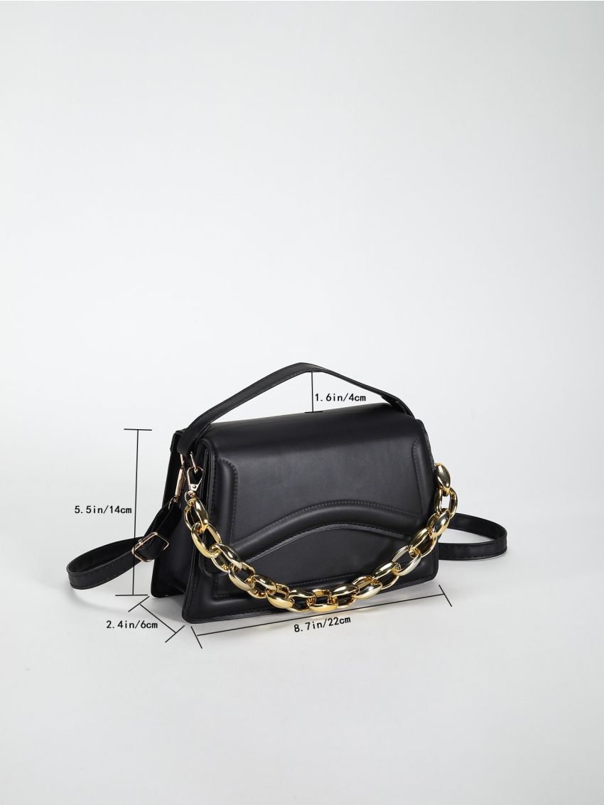 Chain Decor Square Bag PU Flap