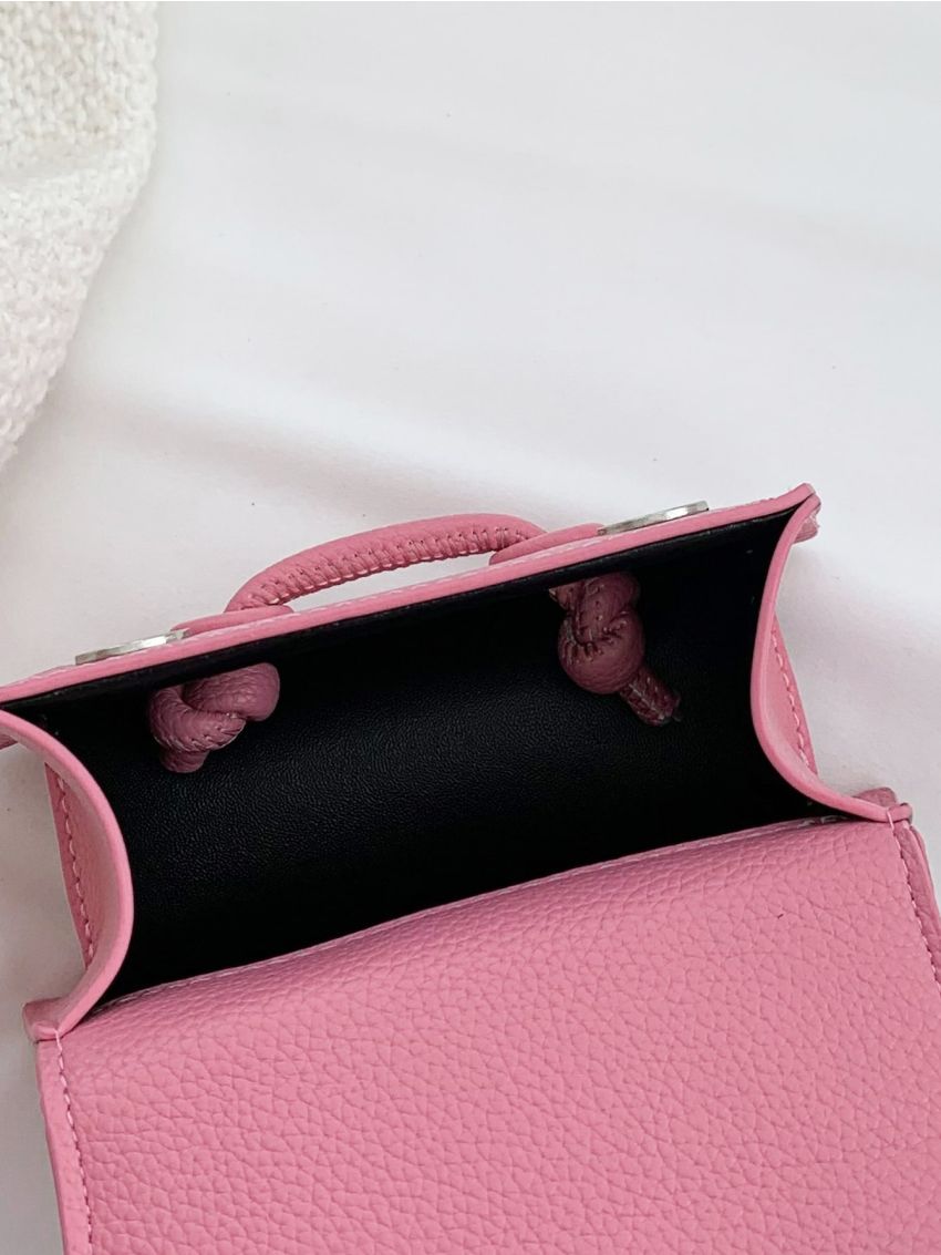 Mini Square Bag Neon Pink Funky Litchi Embossed PU