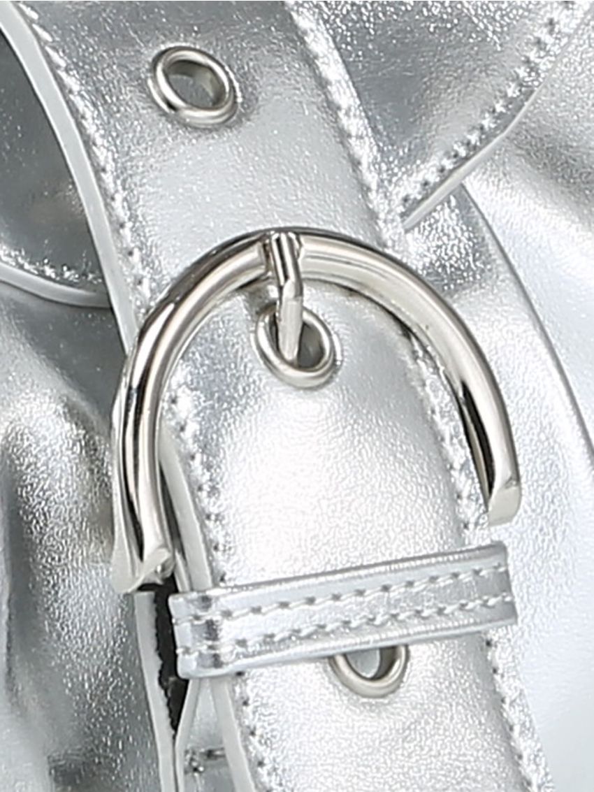 Buckle Decor Ruched Bag PU Metallic Funky