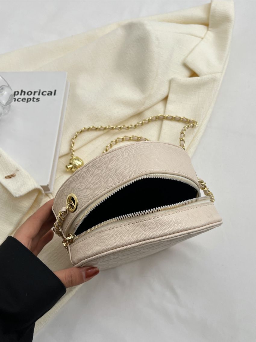 Mini Circle Bag Embossed Detail PU