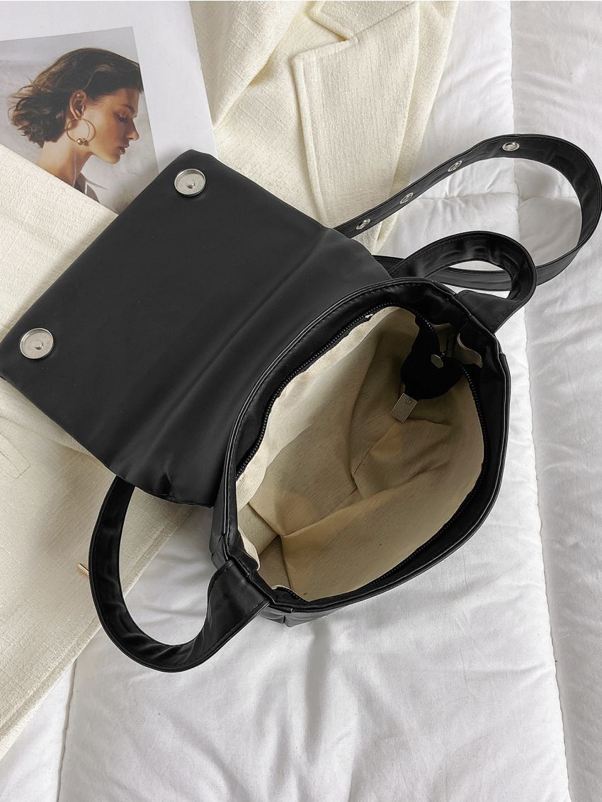 Quilted Square Bag Flap Black Small