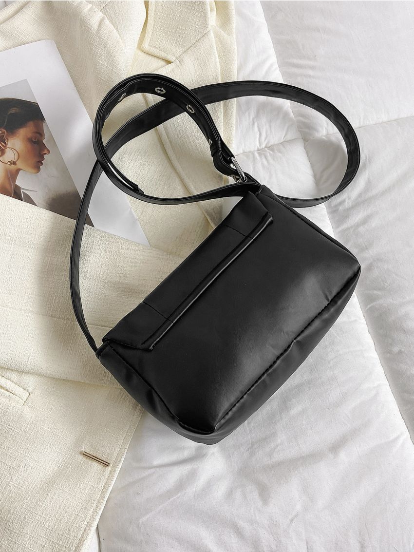 Quilted Square Bag Flap Black Small