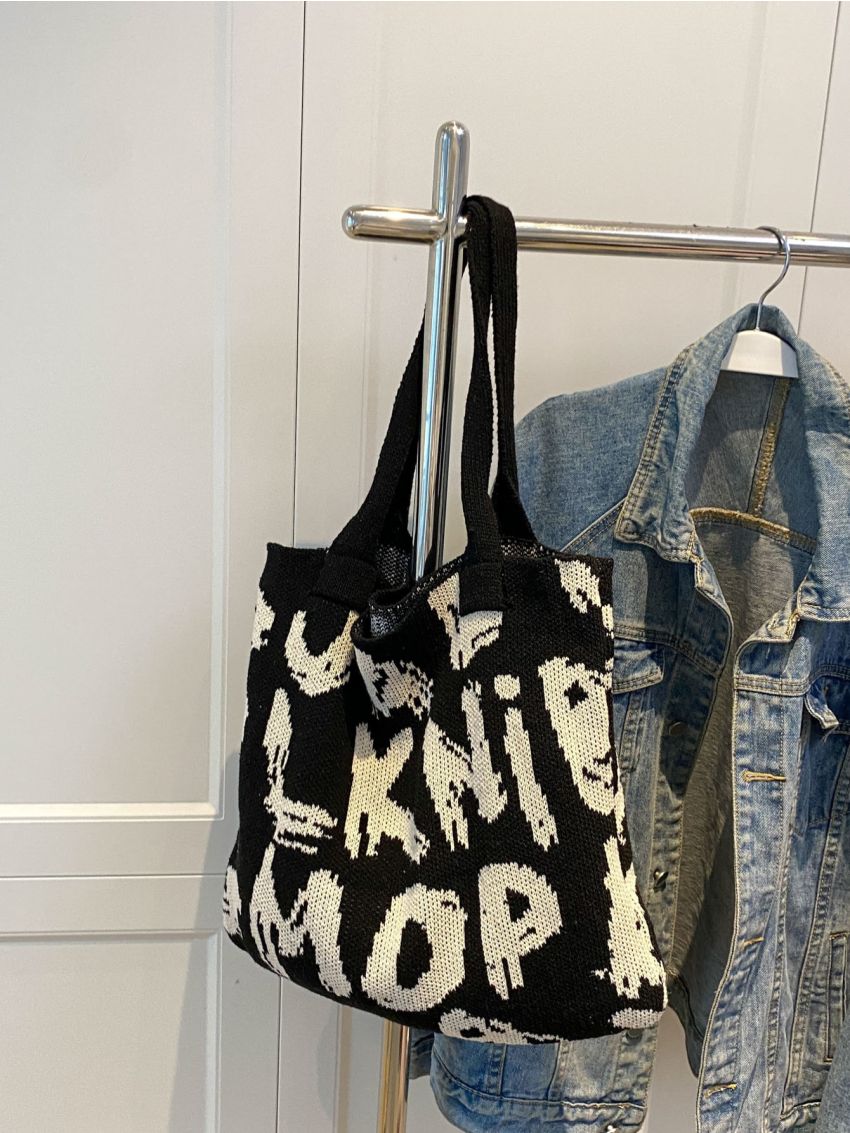 Letter Graphic Crochet Bag Vacation