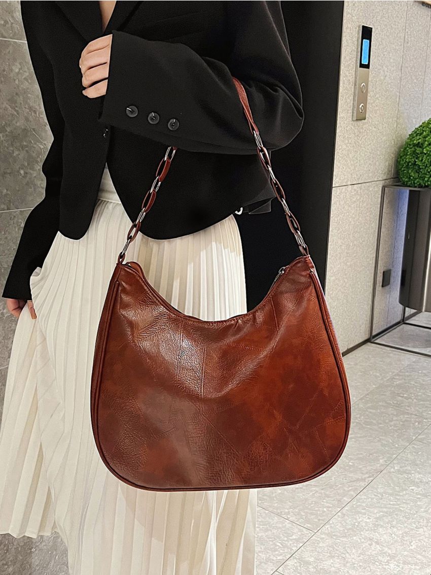 Large Capacity Hobo Bag PU Vintage