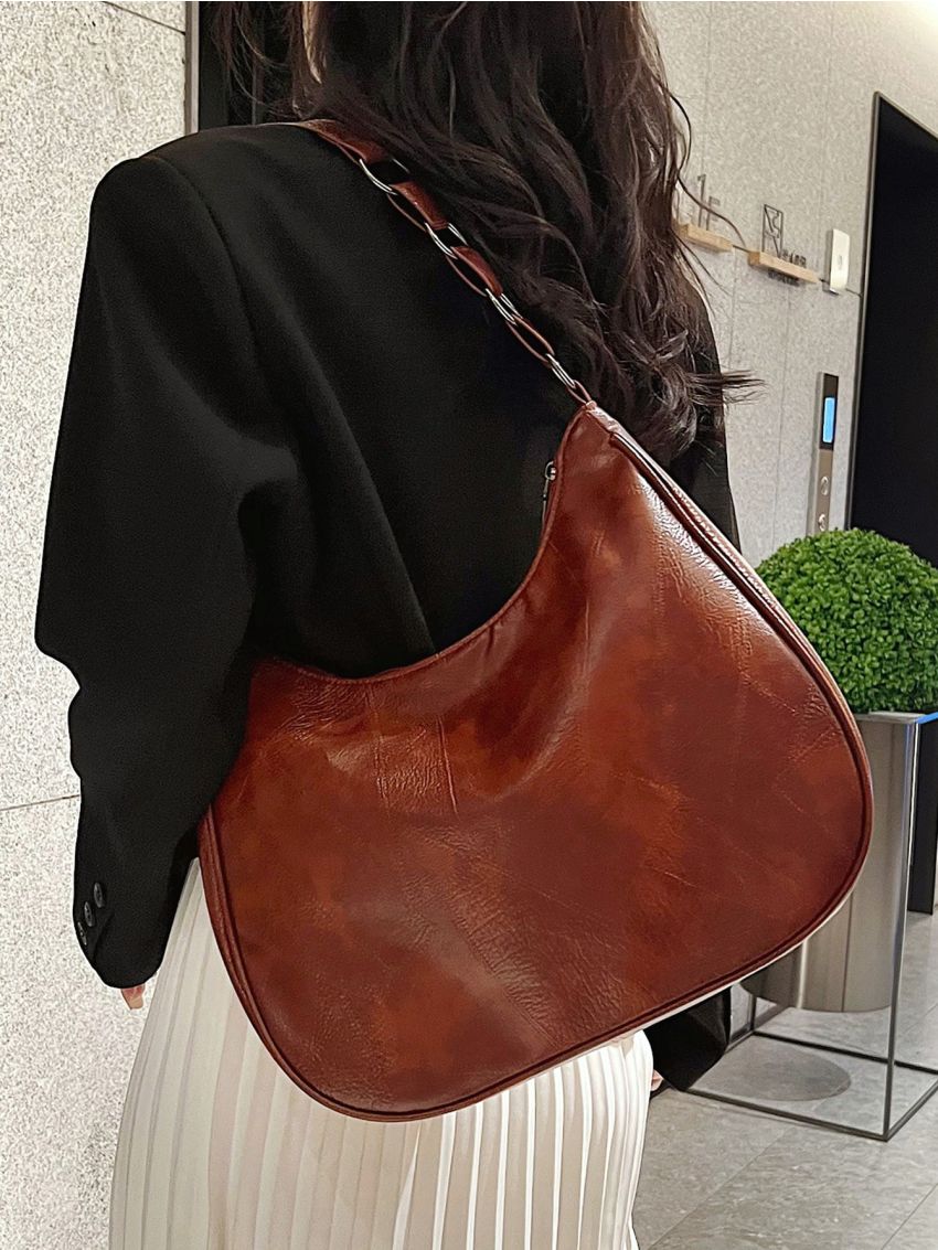Large Capacity Hobo Bag PU Vintage