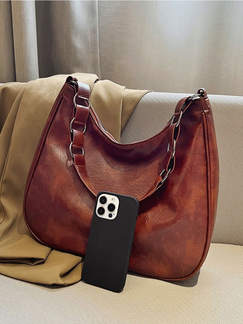 Large Capacity Hobo Bag PU Vintage