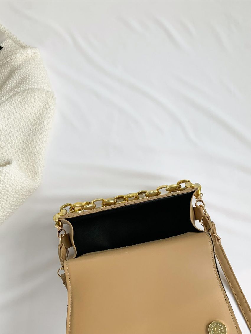 Chain Decor Square Bag PU Flap