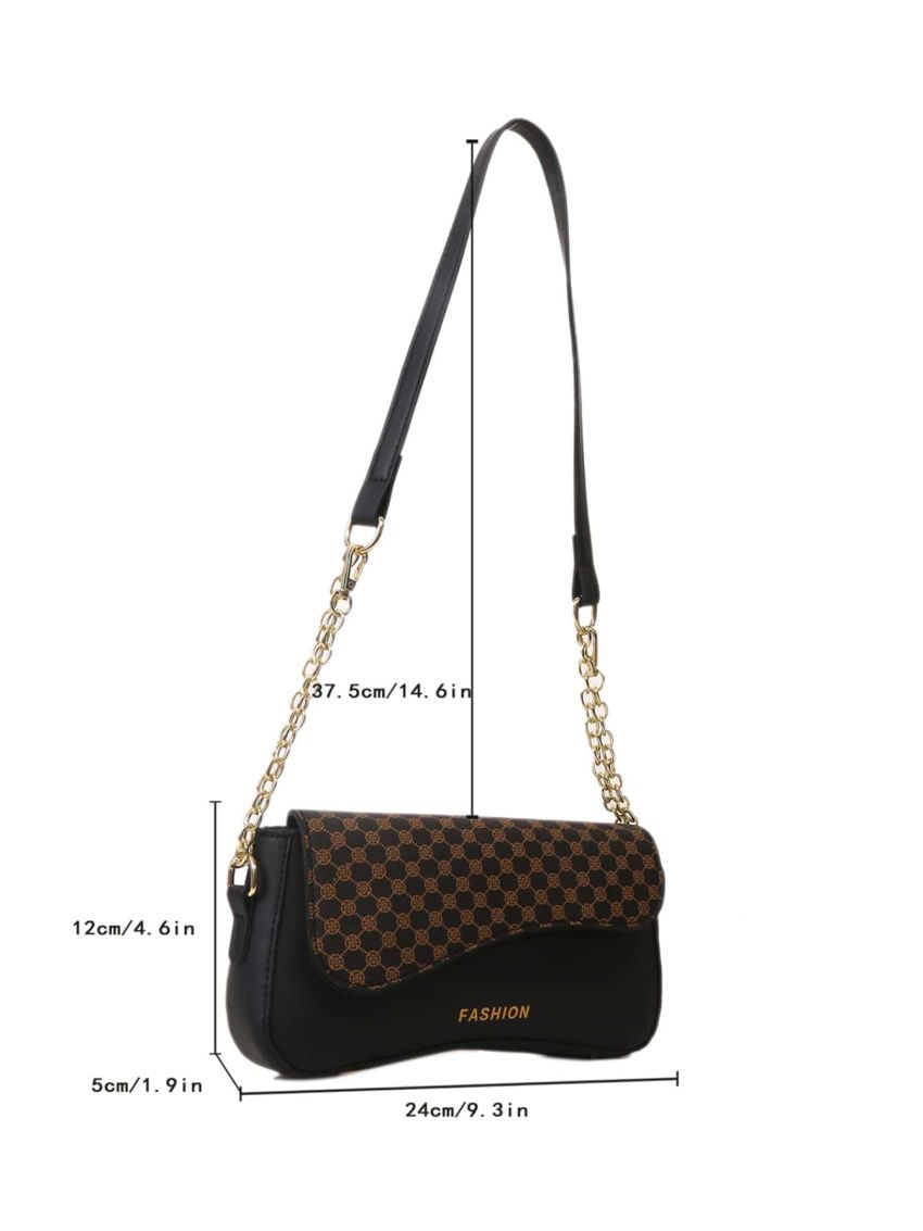 Geometric Pattern Flap Square Bag