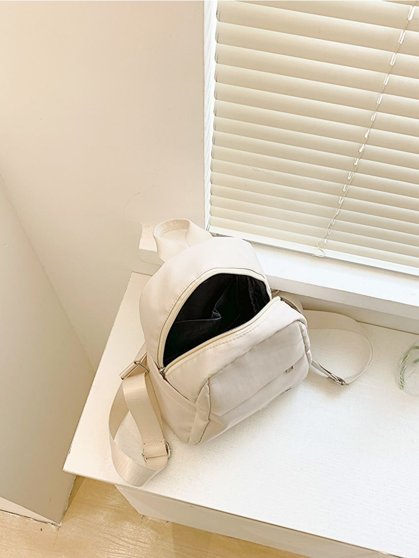 Mini Fashion Backpack Letter Patch Decor