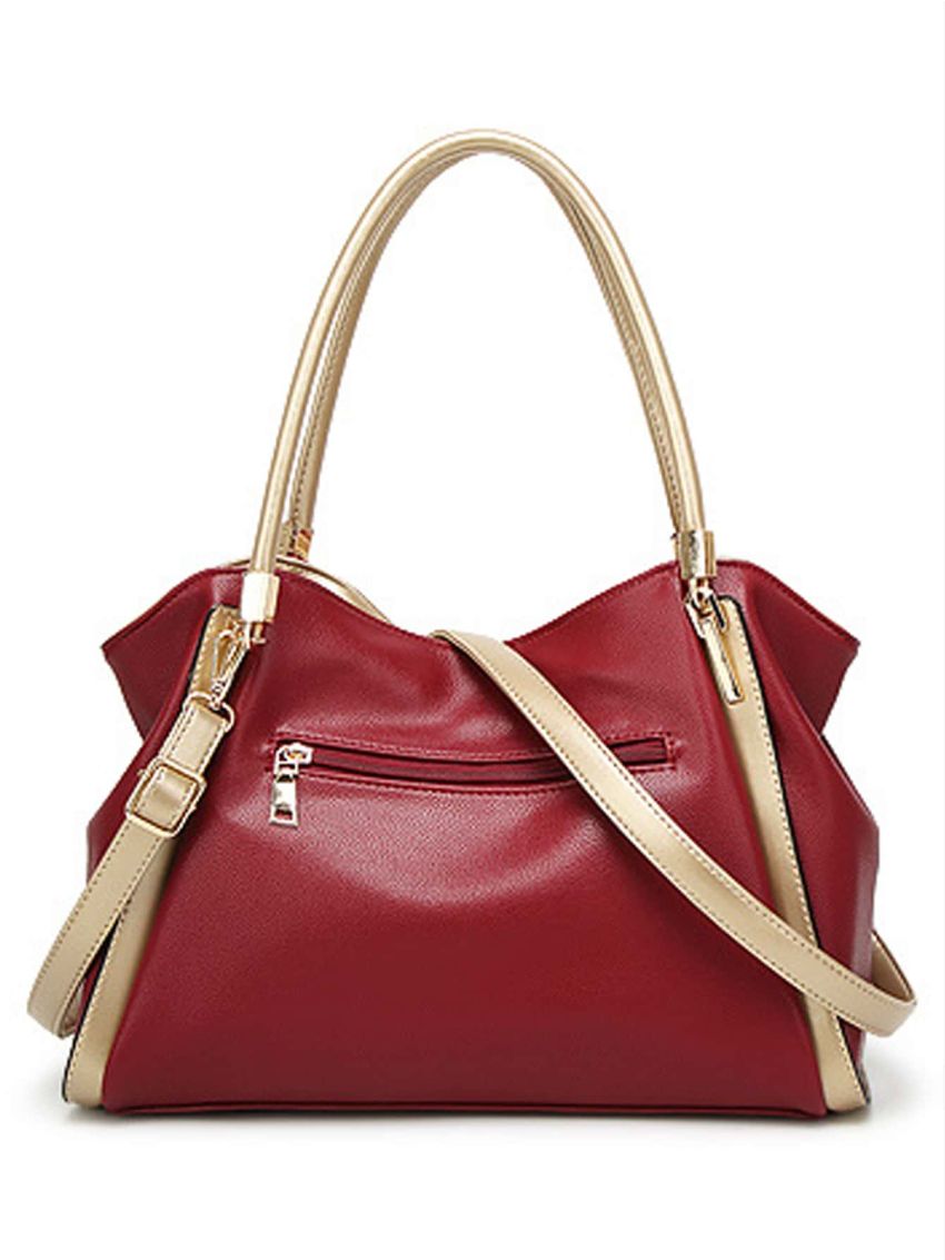 Colorblock Shoulder Tote Bag Contrast Binding With Bag Charm