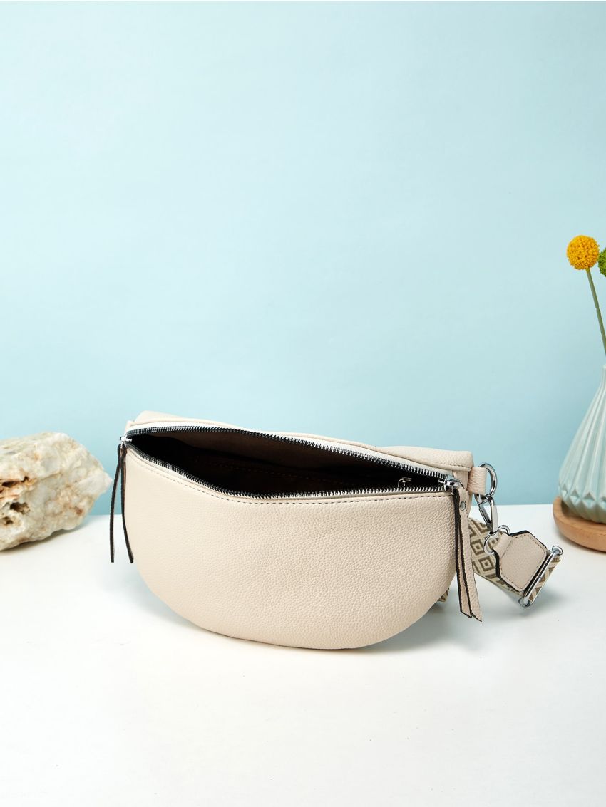 Fashionable Fanny Pack Litchi Embossed With Zipper PU, Mothers Day Gift For Mom